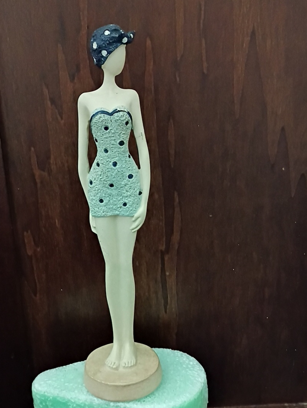 Vintage Mint Green Polka Dot Bathing Beauty Figurine